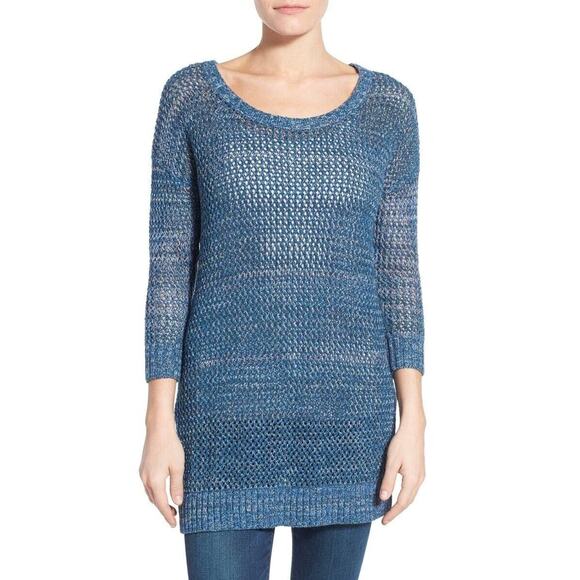 Lucky Brand Lace-Up Back Blue Knit Sweater Women's Size Extra Small XS - Picture 1 of 8
